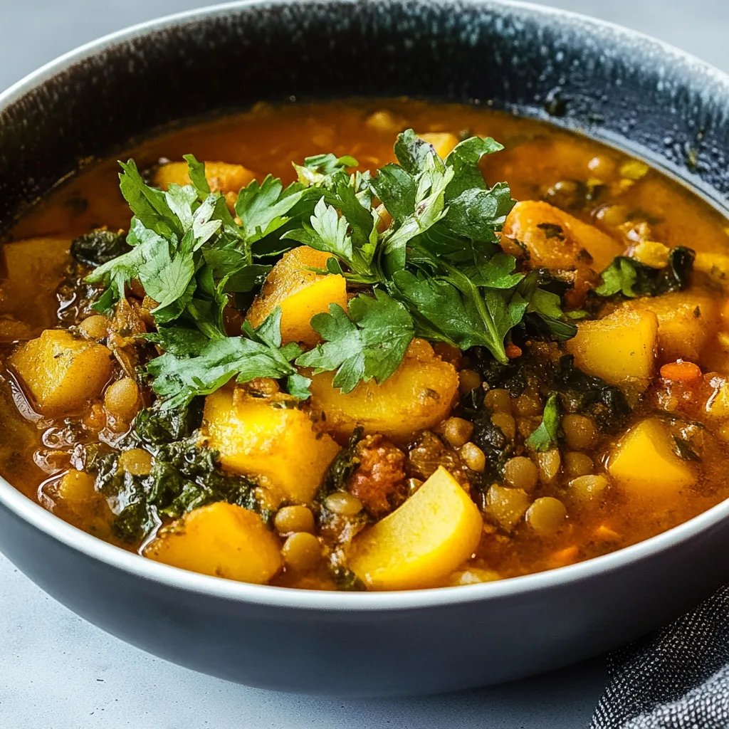 Grünkohl-Linseneintopf mit Kürbis