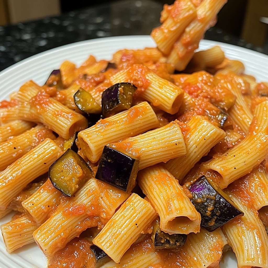 Rigatoni mit Auberginen-Tomatensauce