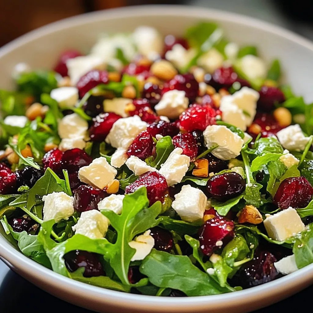 Festlicher gemischter grüner Salat mit Cranberries und Feta
