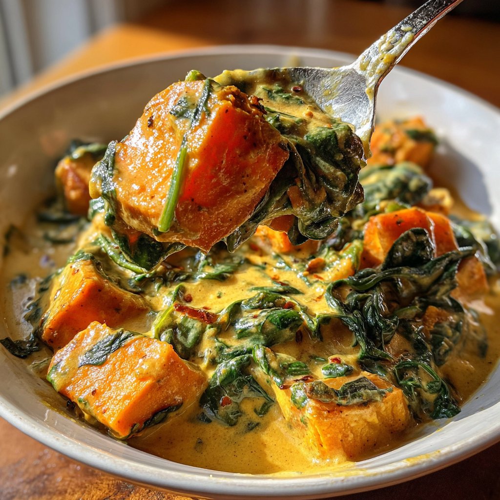 Süßkartoffelcurry mit Spinat