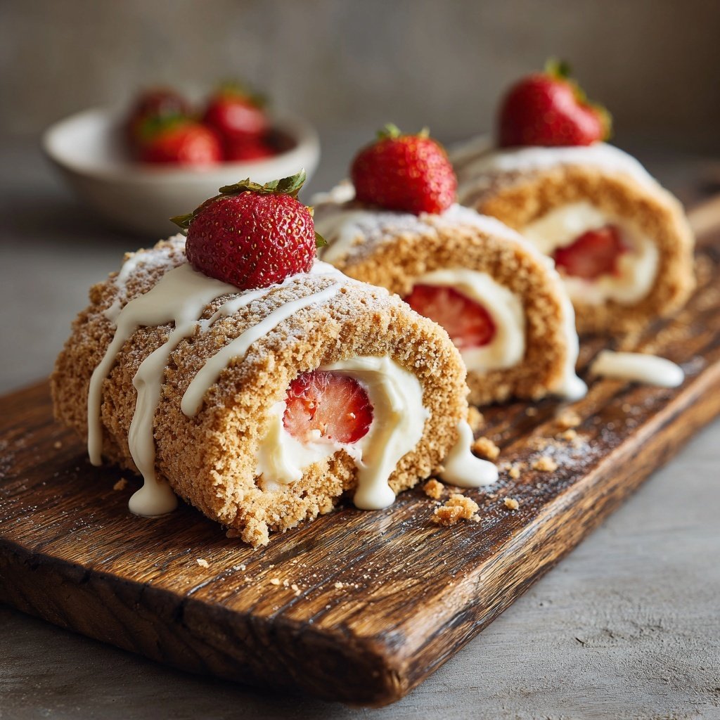 Erdbeer Biskuitrolle Mit Vanille Creme