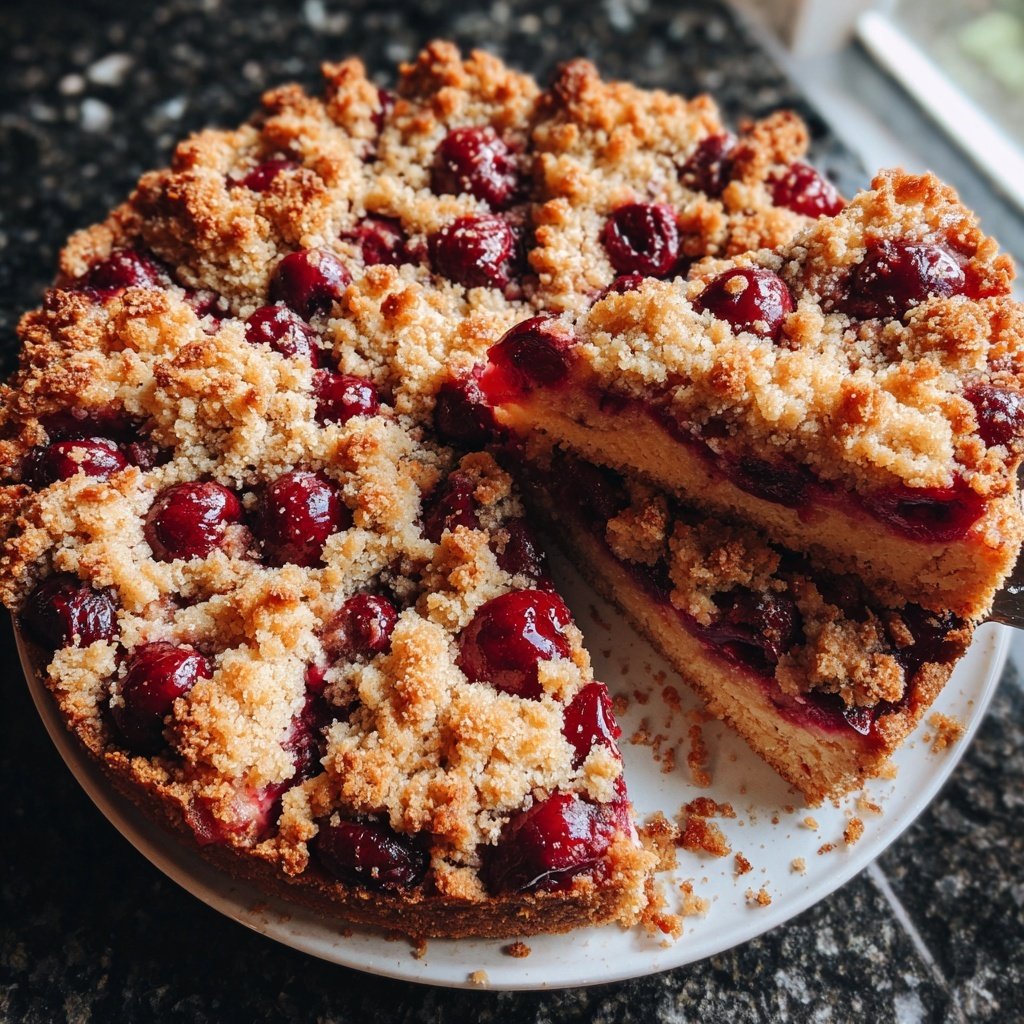 Kuchen mit Kirschen und Streuseln