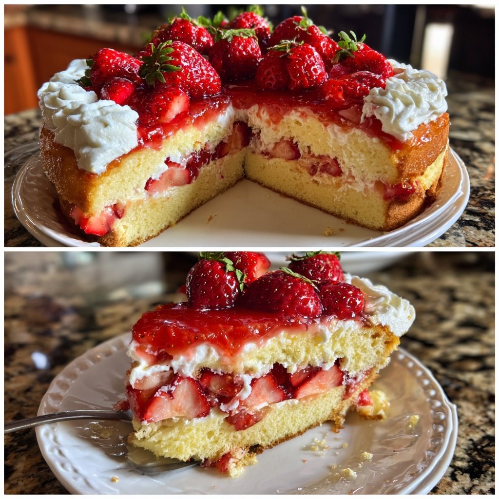 Erdbeerkuchen Mit Frischer Sahne