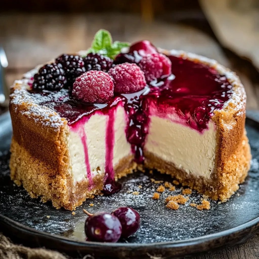 Spekulatius-Käsekuchen mit Glühweinbeeren