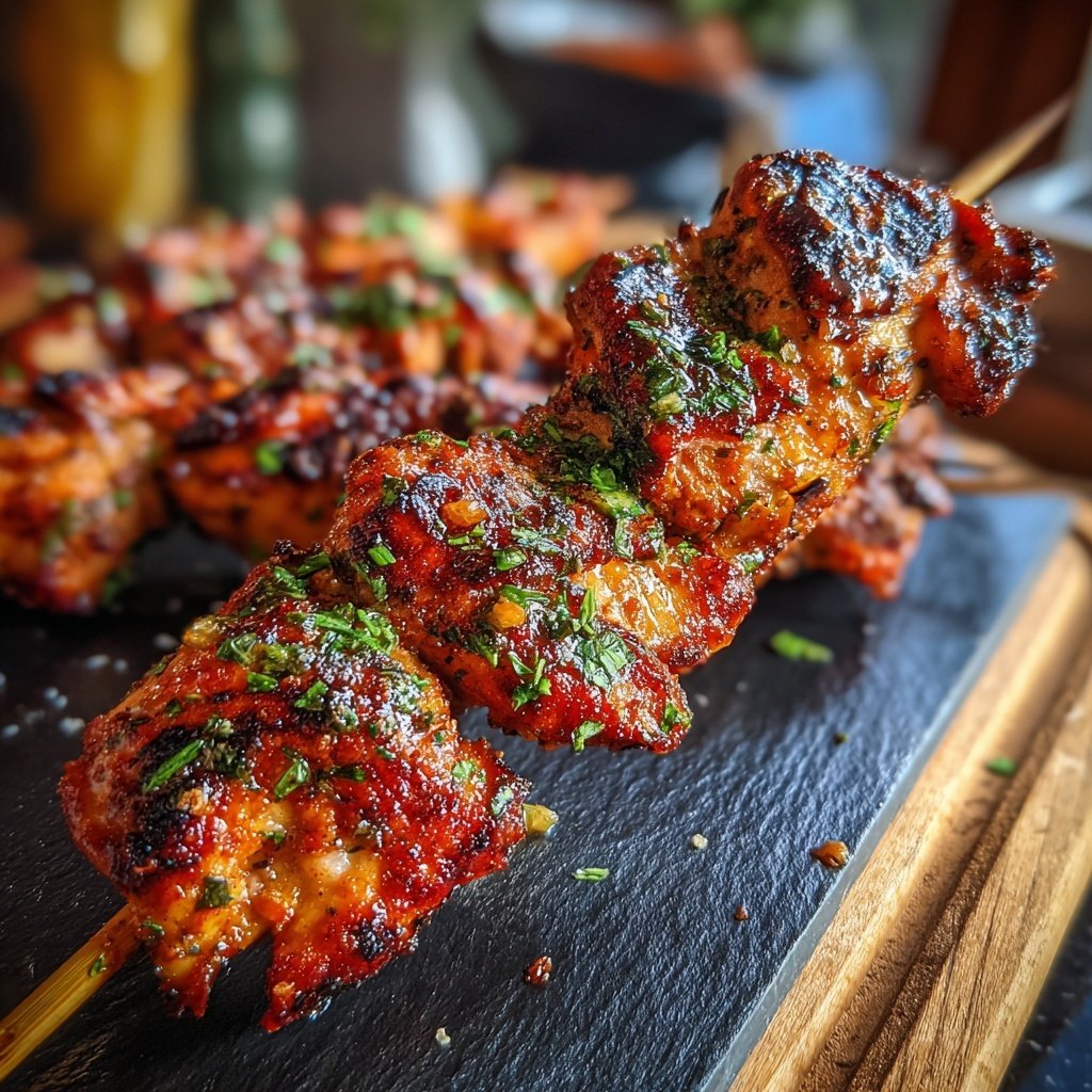 Gegrillte Hähnchenspieße