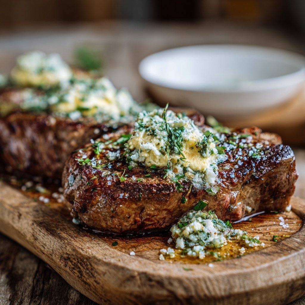 Gegrilltes Rindersteak Mit Knoblauch Kräuter Butter
