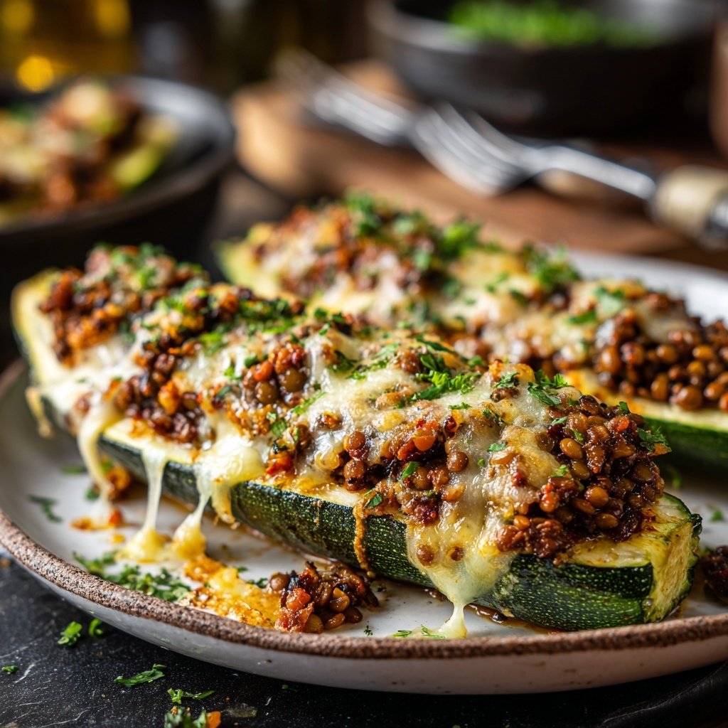Gefüllte Zucchini mit Linsen