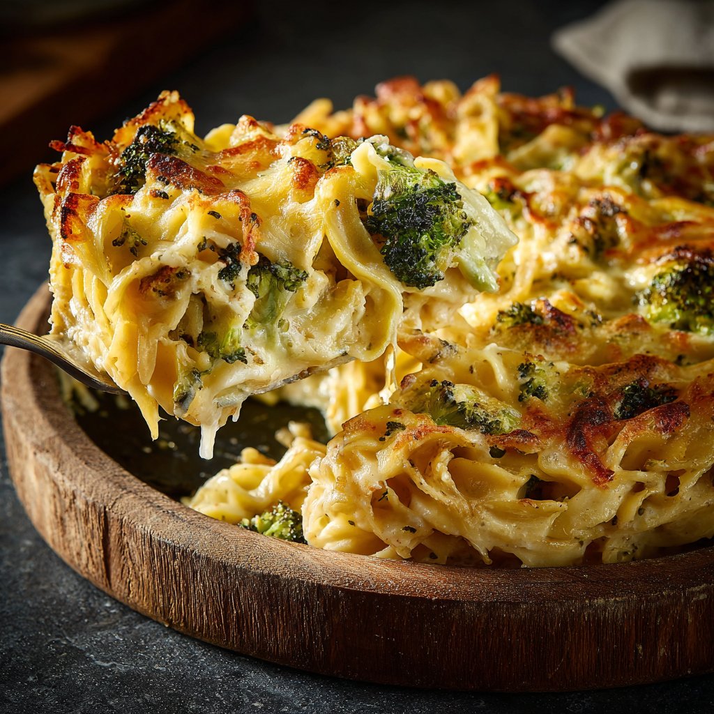 Vegetarischer Nudelauflauf mit Brokkoli