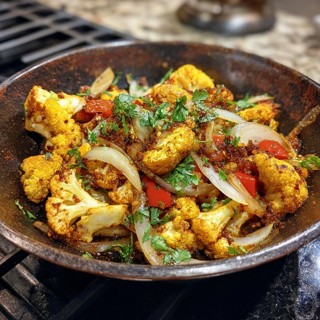 Blumenkohl Pfanne Mit Curry Gewürz