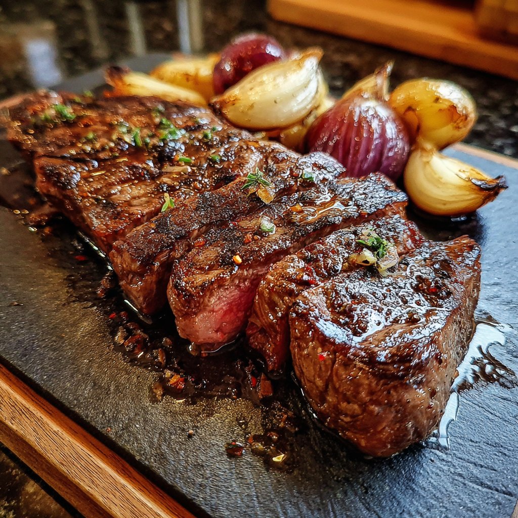 Steak mit Rotwein-Schalotten